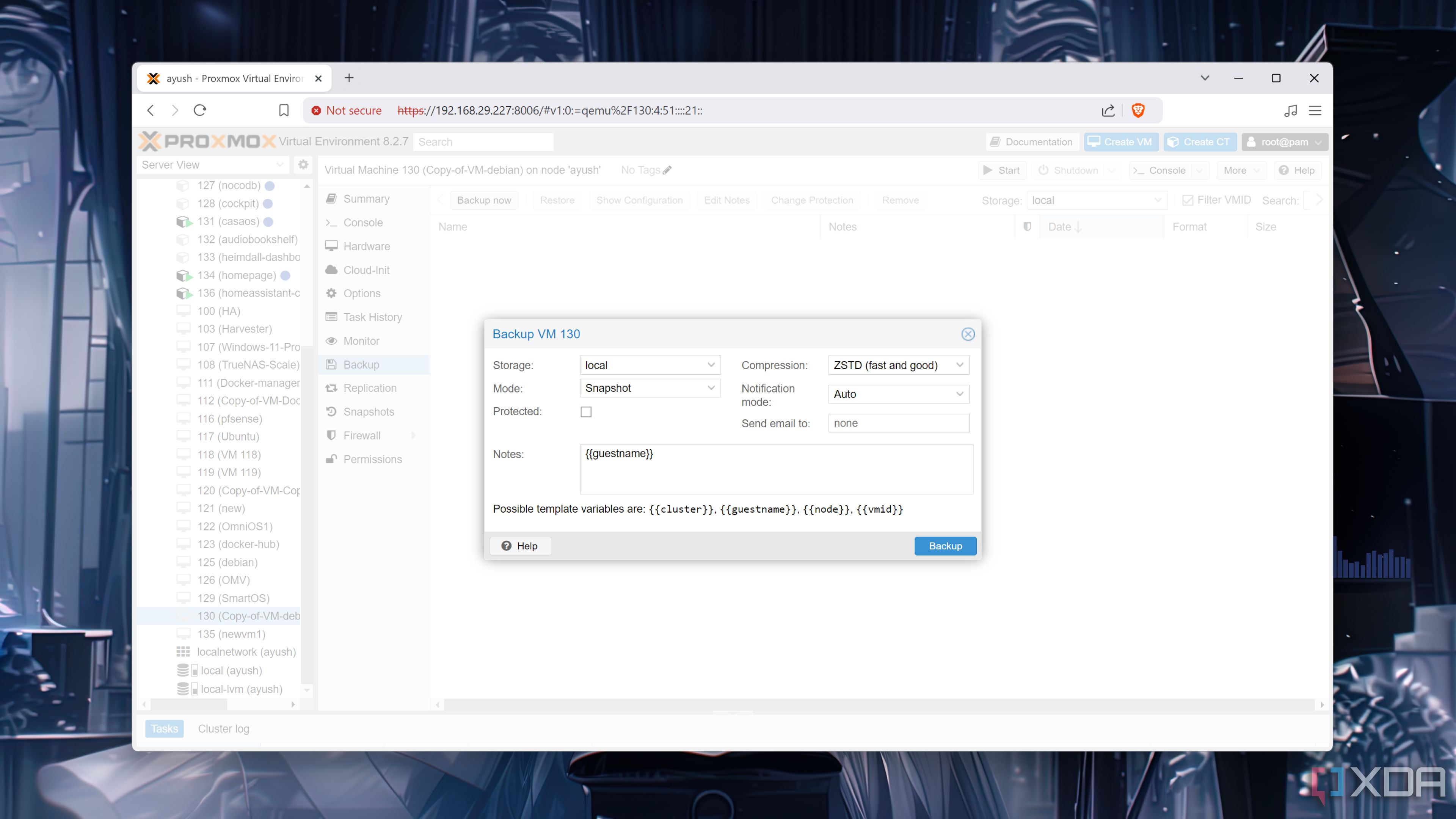 Backing up a Proxmox machine