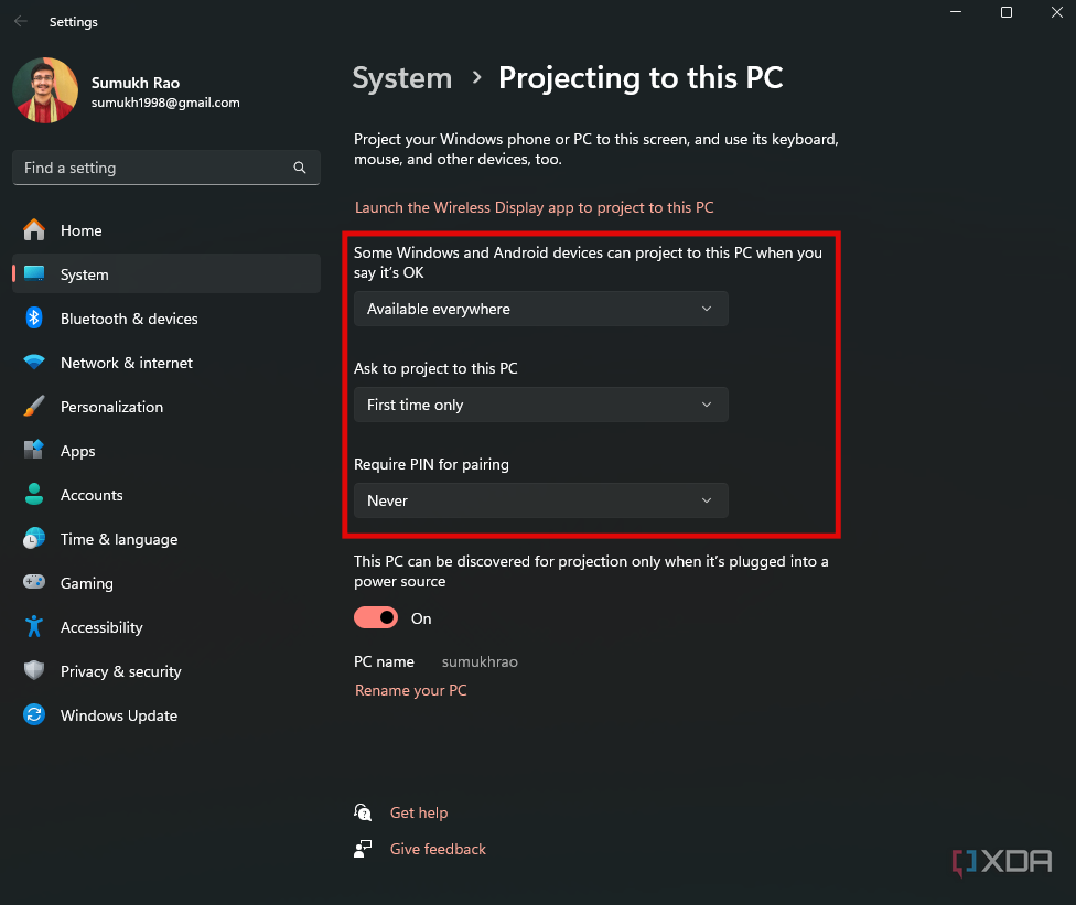 Cambiar la configuración de duplicación de pantalla