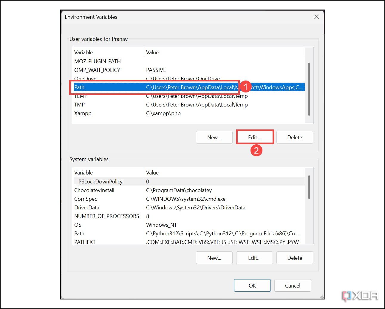 Editar ruta en Variables de entorno