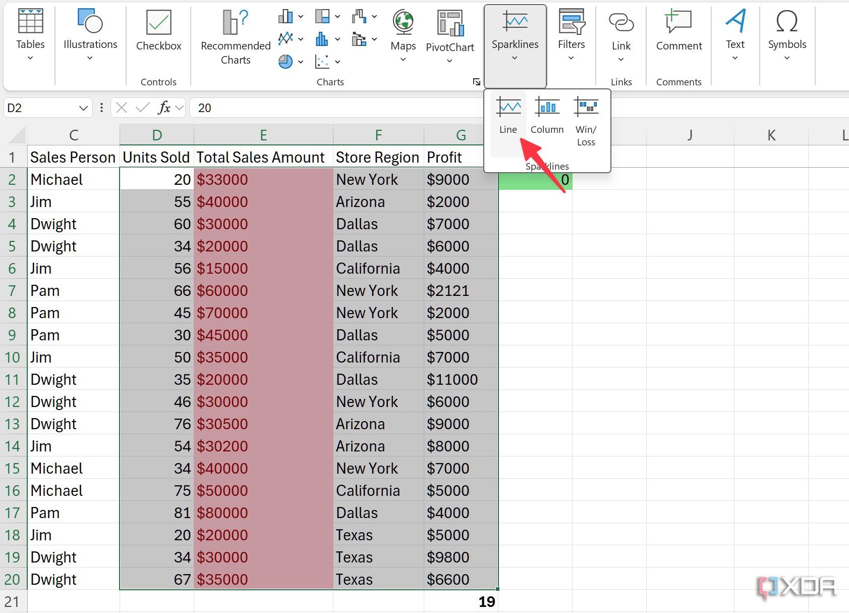 gráfico de líneas en Excel