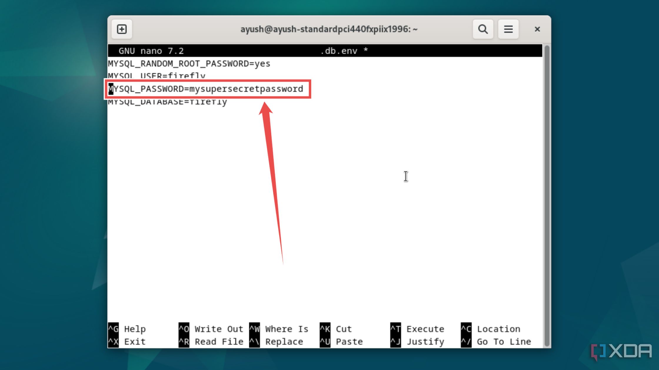 Configuración de una contraseña MYQL_PASSWORD