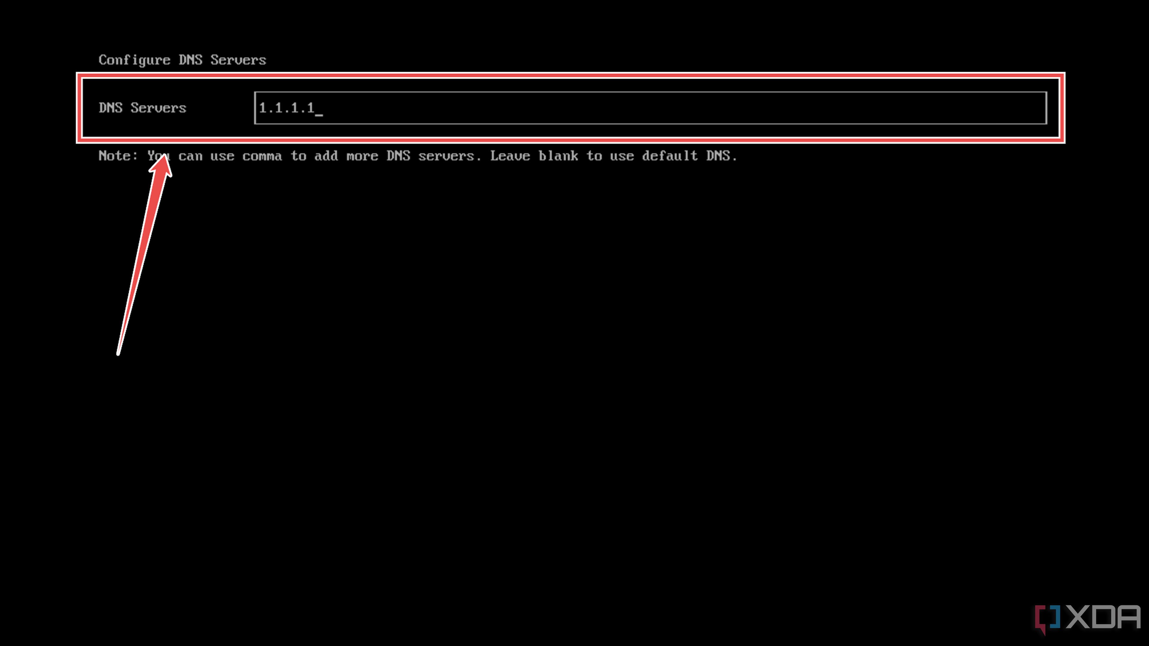 Configuración del servidor DNS en el asistente de instalación de Harvester