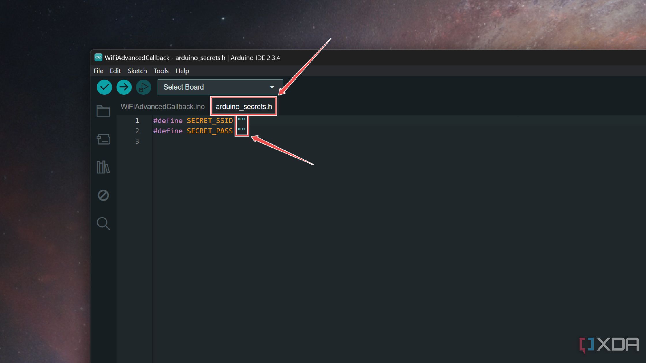 Ingresar el SSID y la contraseña de la red en el IDE de Arduino