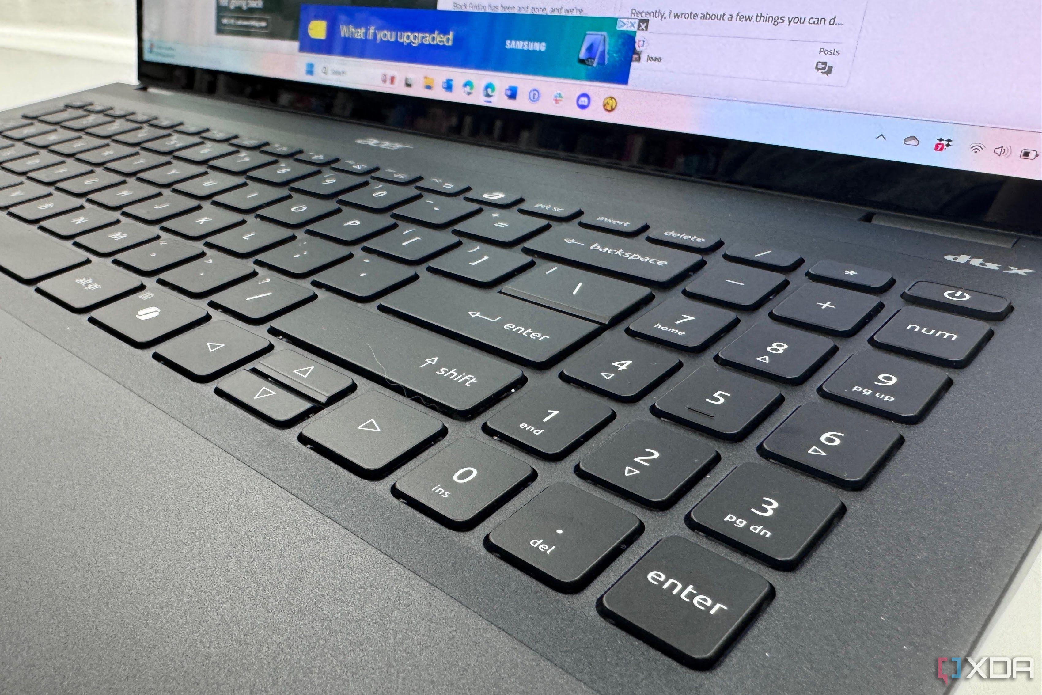 Una vista de cerca del teclado del Swift 16 AI