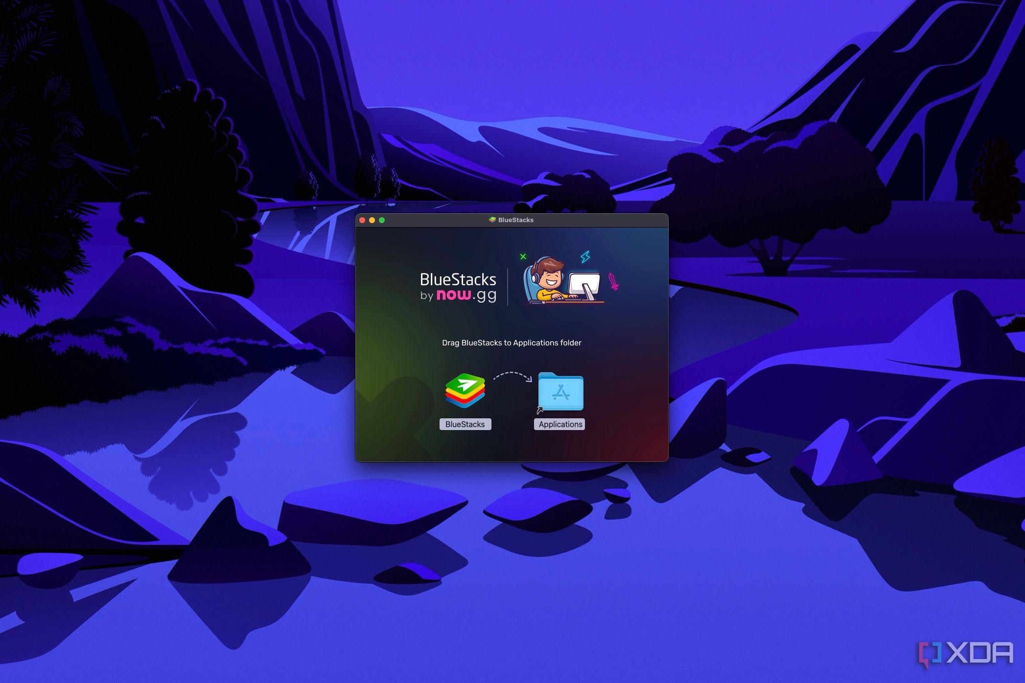 Captura de pantalla del instalador de Bluestacks en macOS