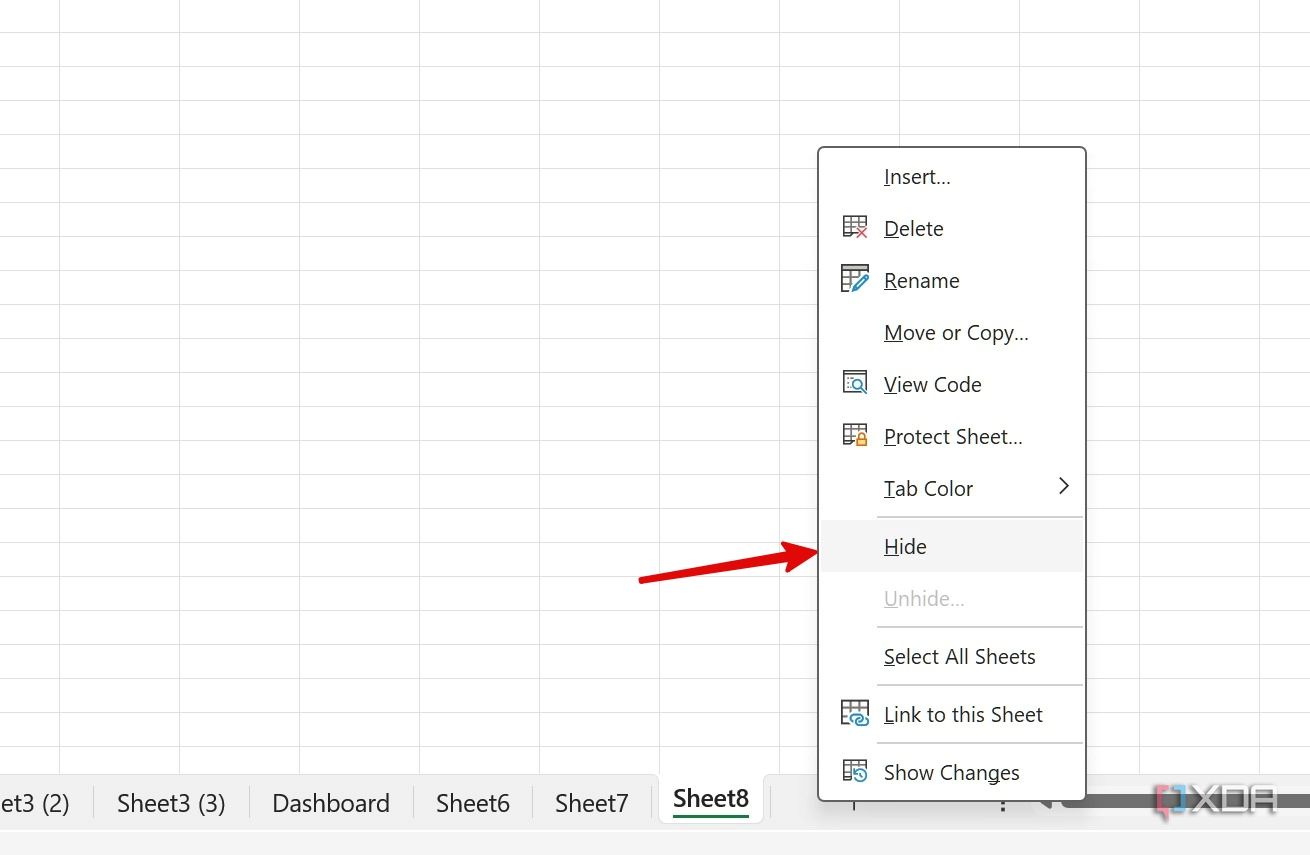 hide sheets in Excel