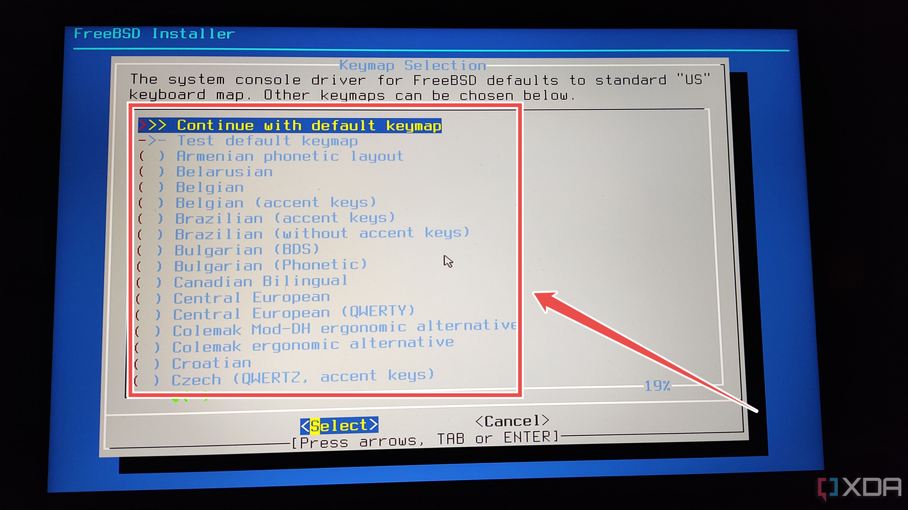 Cómo elegir la configuración del mapa de teclas en el asistente de instalación de OPNsense