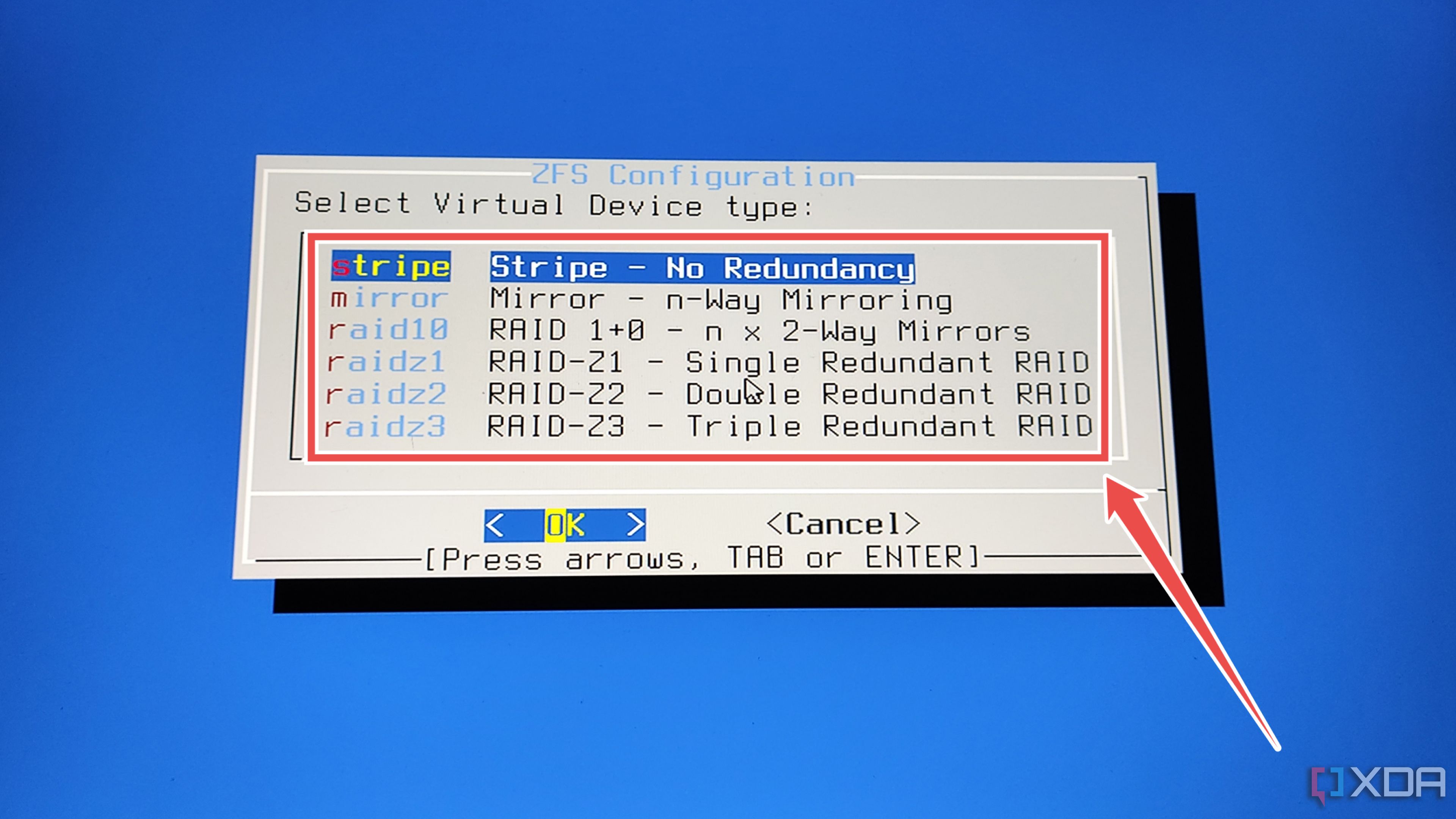 Cómo seleccionar el tipo de dispositivo virtual en el asistente de instalación de OPNsense