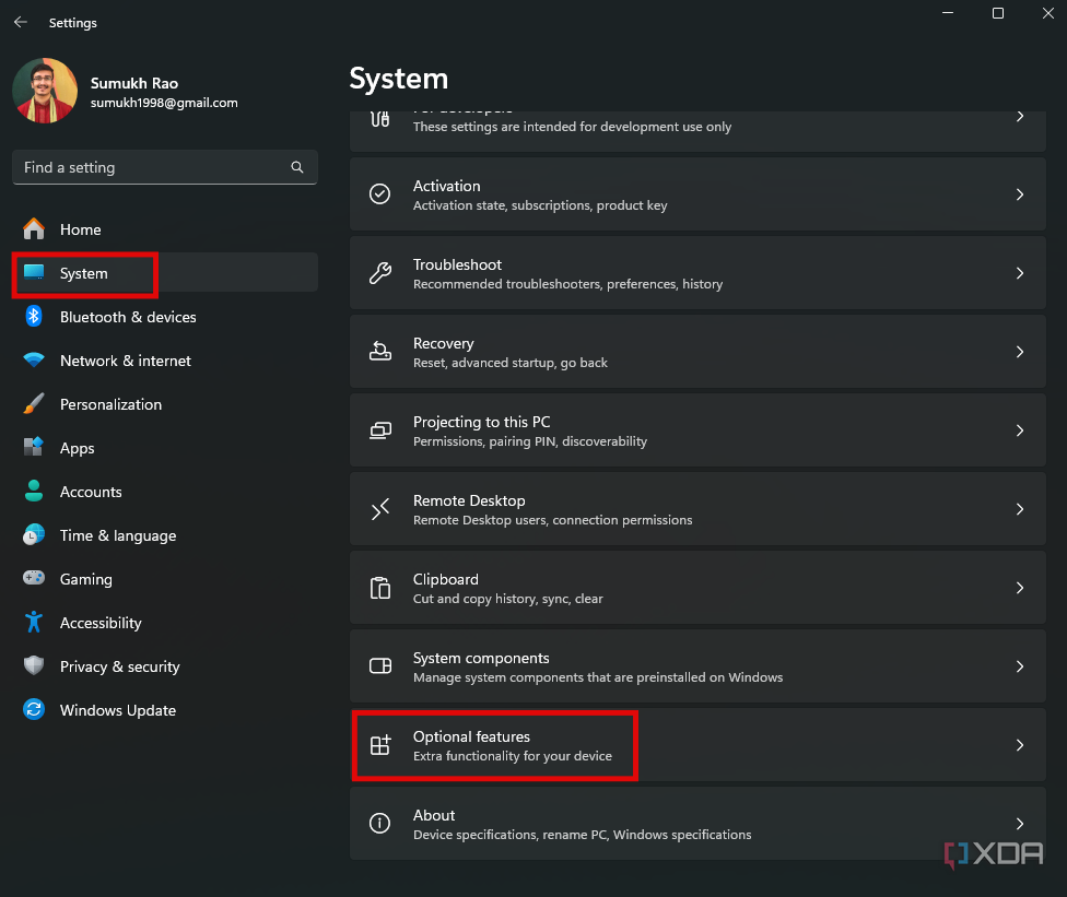 Configuración de funciones opcionales