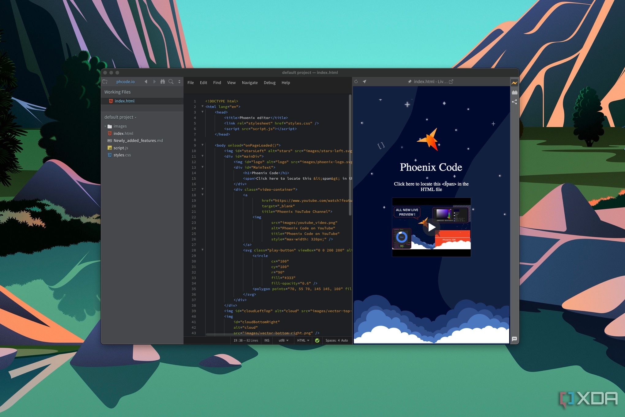 Captura de pantalla de Phoenix Code ejecutándose en macOS Sequoia