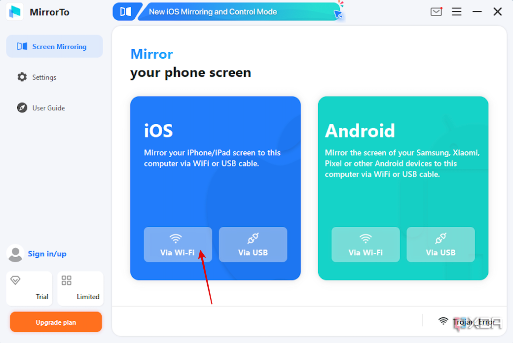 Seleccione cableado o inalámbrico en iMyFone