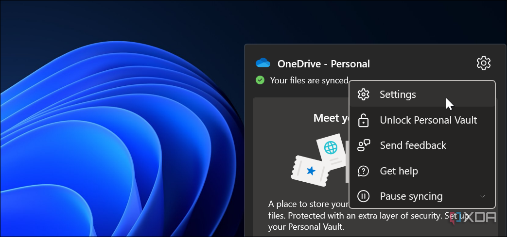 Muestra cómo abrir la configuración de OneDrive en Windows 11