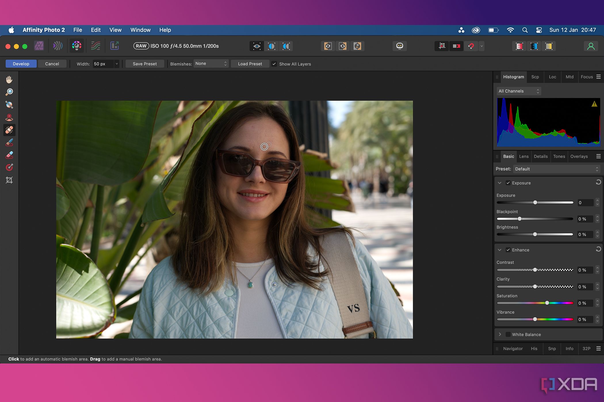 Edición RAW de Affinity Photo Revelar Persona