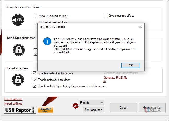 screenshot showing generating RUID file for backdoor access