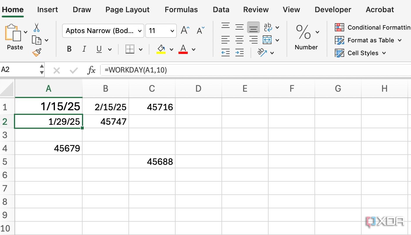 Función DIA.LAB en Excel