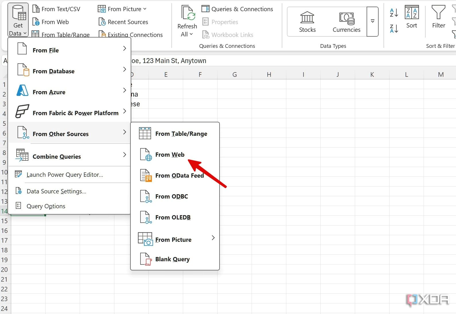 Importar datos desde la web en Excel