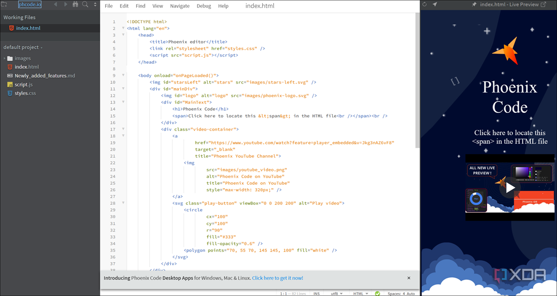 mostrando la herramienta de codificación Brackets en una computadora