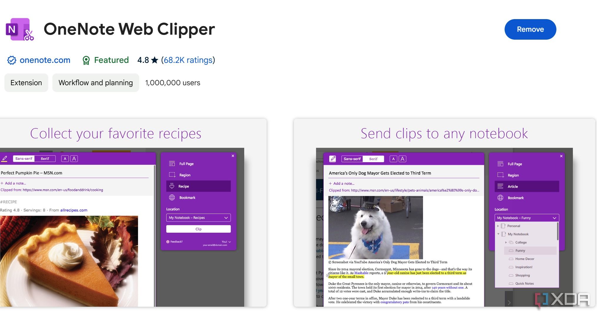 Recortador web de OneNote