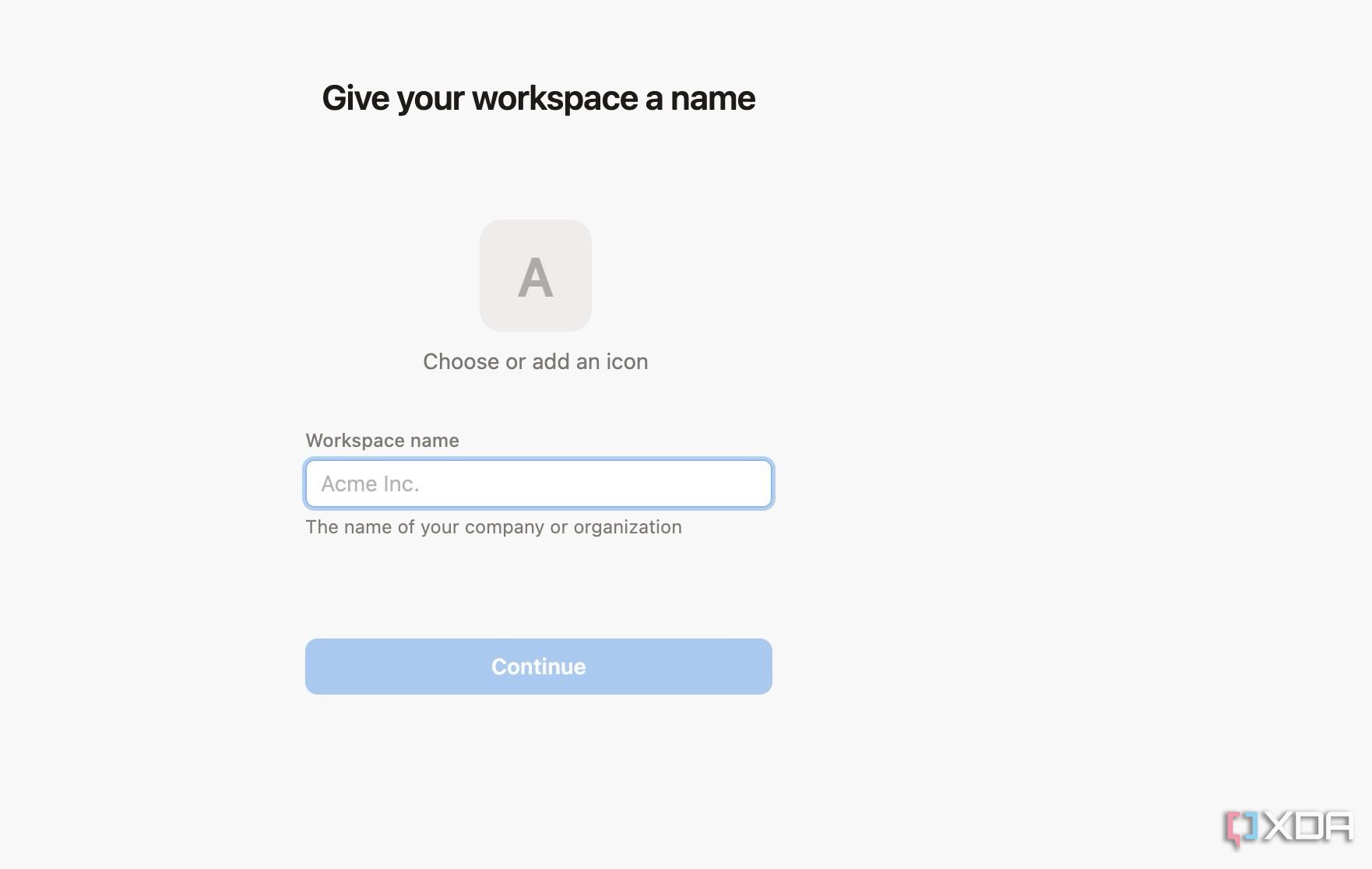 Nuevo espacio de trabajo en Notion