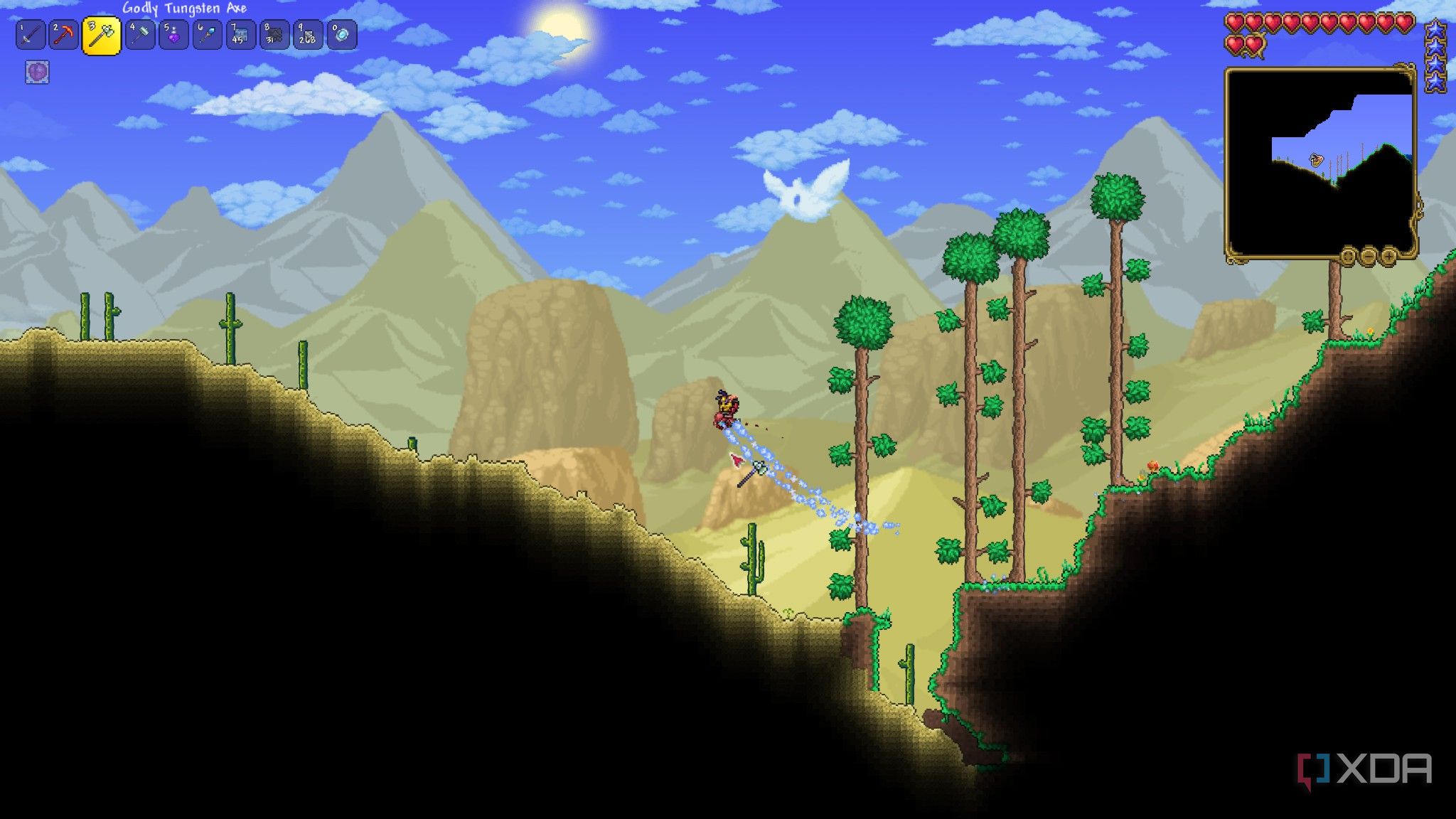 a player in the desert biome in terraria