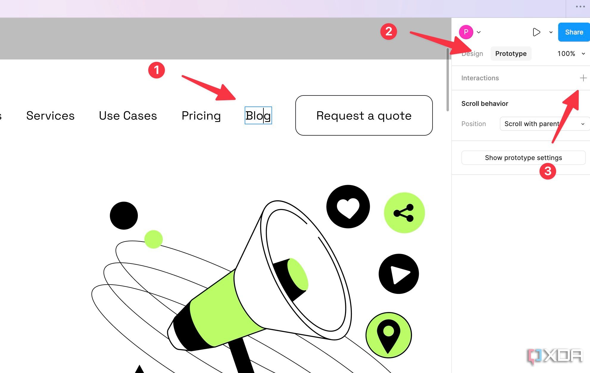 Pestaña Prototipo en Figma