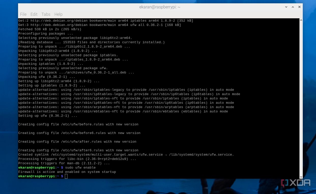 Habilitar ufw en Raspberry Pi después de la instalación