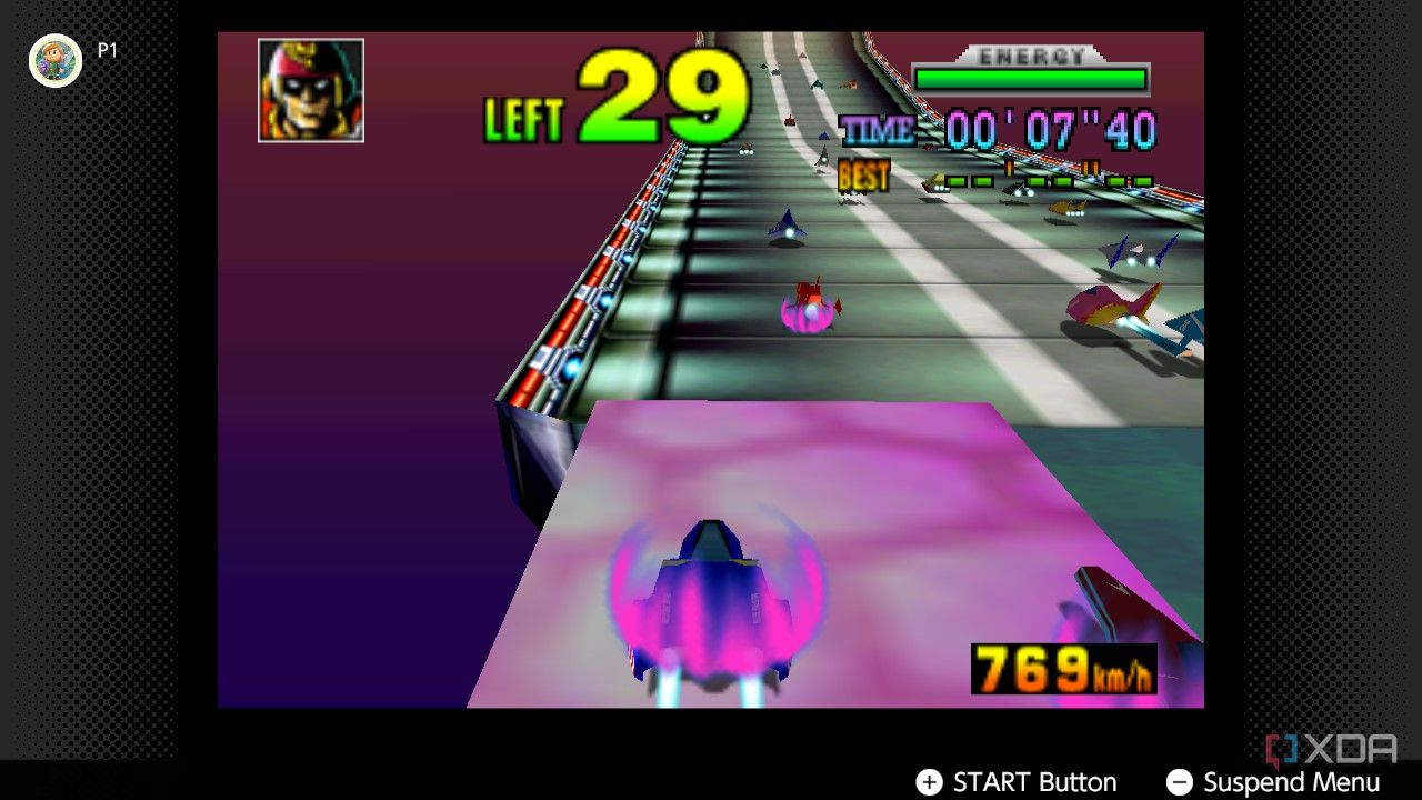 Captura de pantalla de F-Zero X para Nintendo 64 en el servicio Nintendo Switch Online