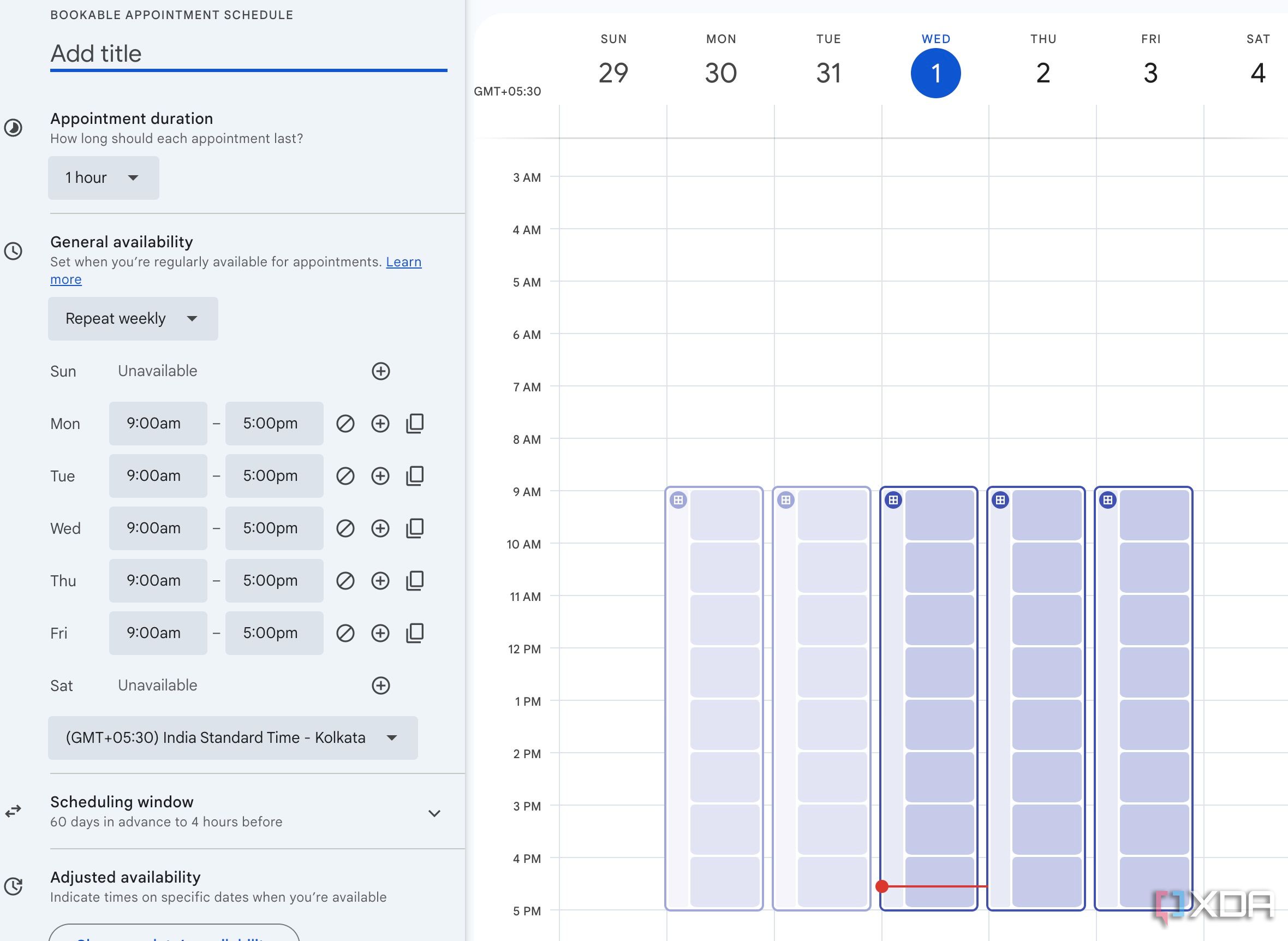 Google Calendar appointment schedule