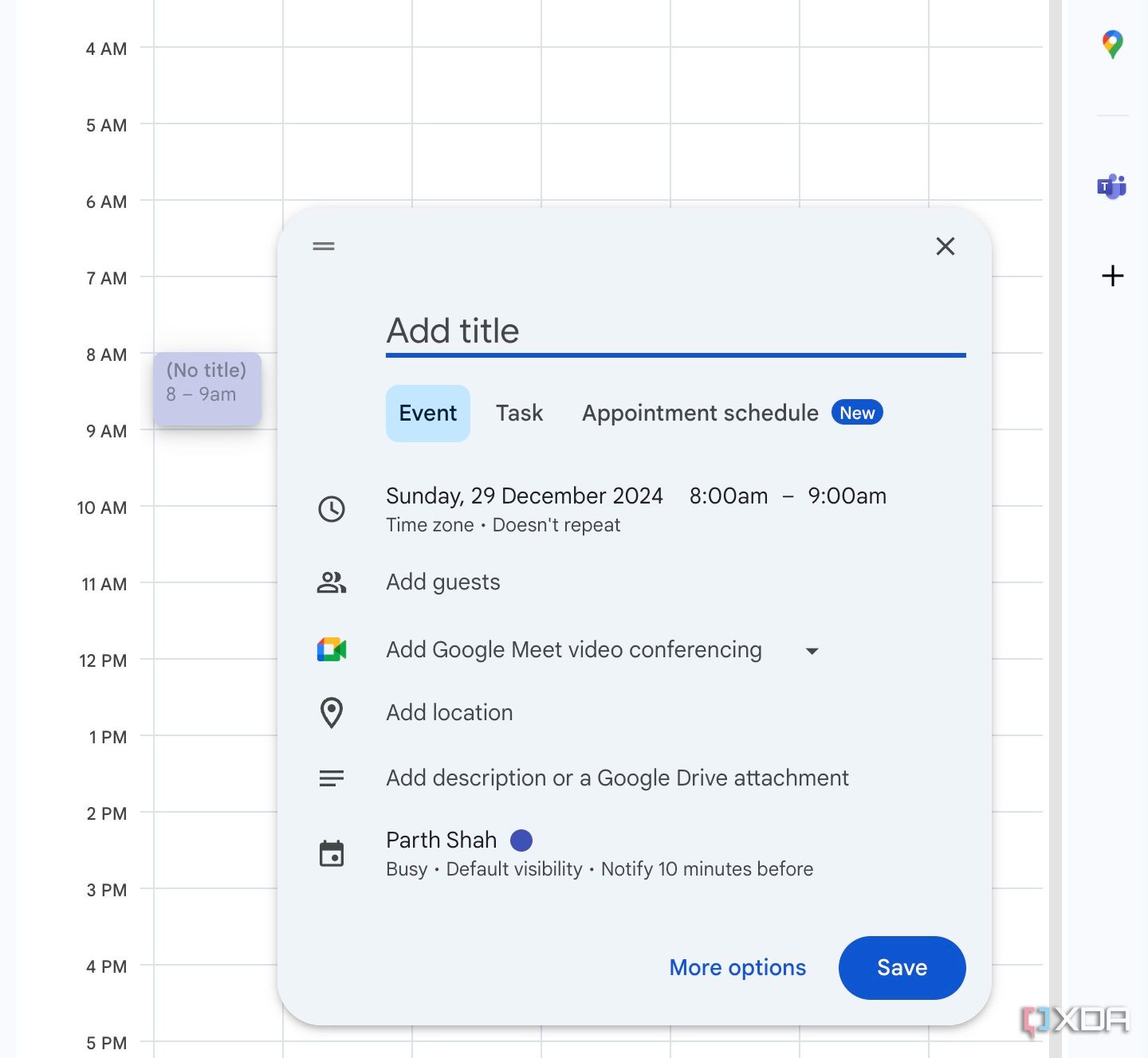 Google Calendar time blocking