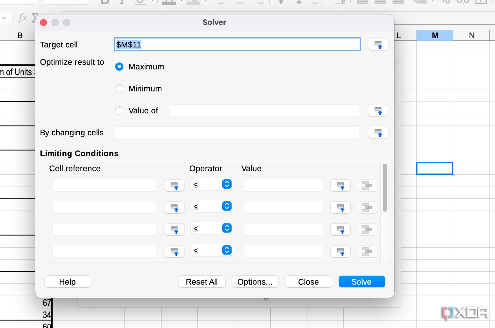 Solucionador de Calc de LibreOffice