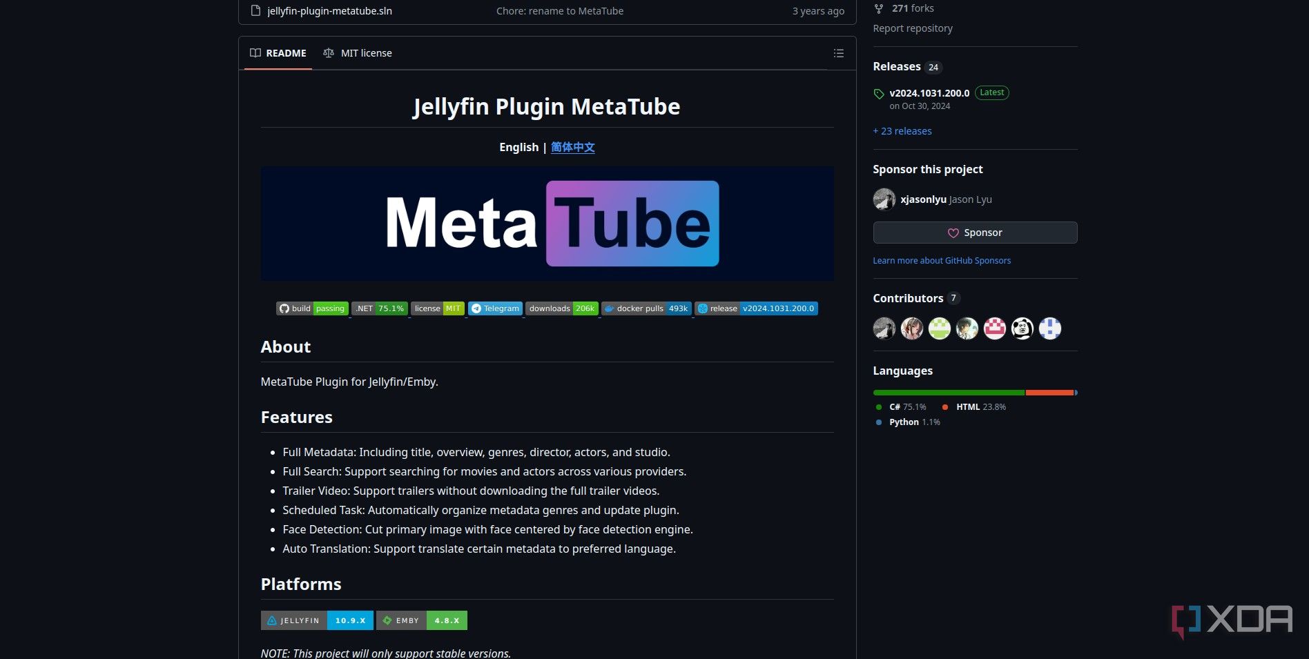 Complemento MetaTube para jellyfin y emby