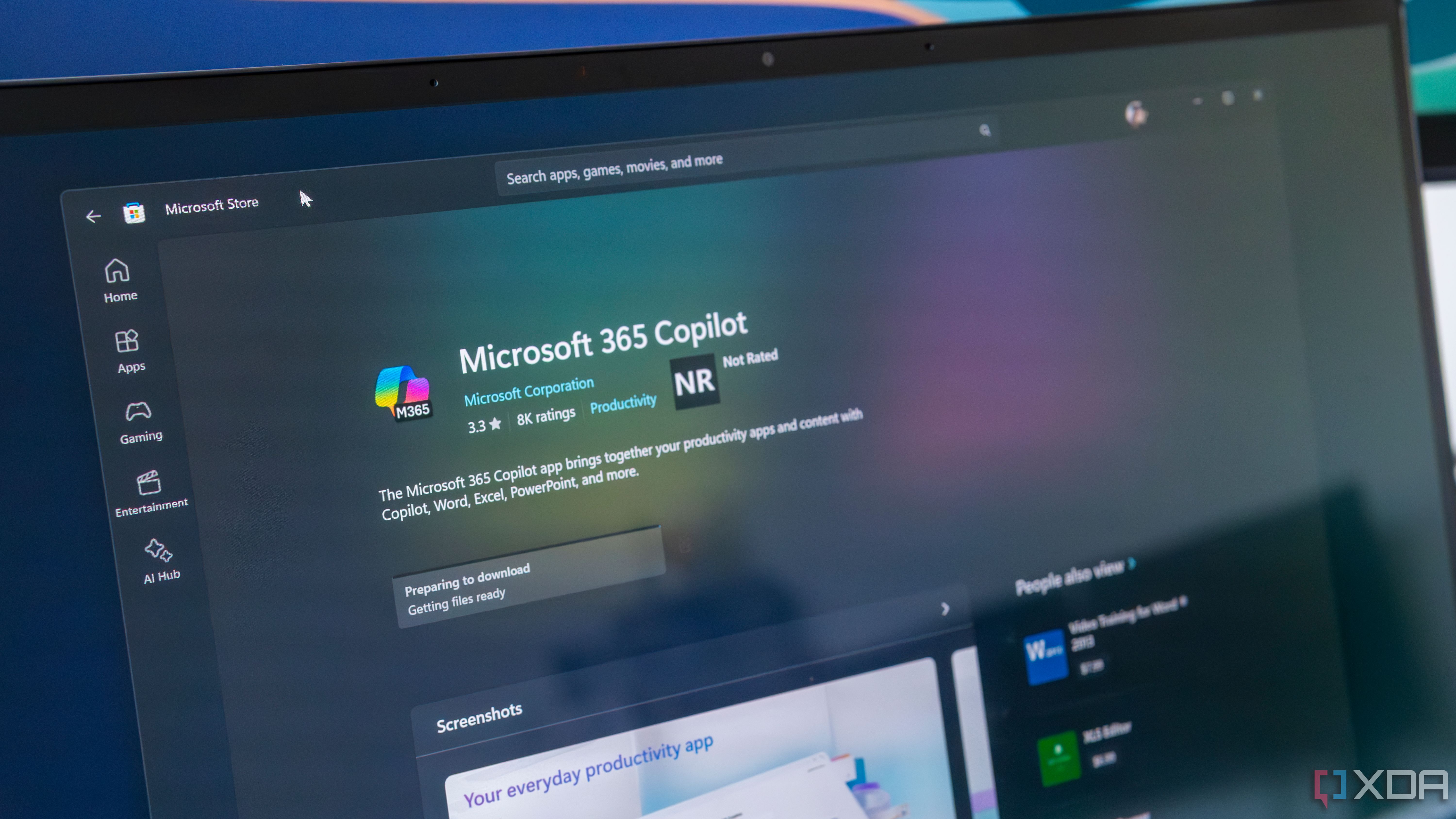 Primer plano de la lista de Microsoft 365 Copilot en Microsoft Store