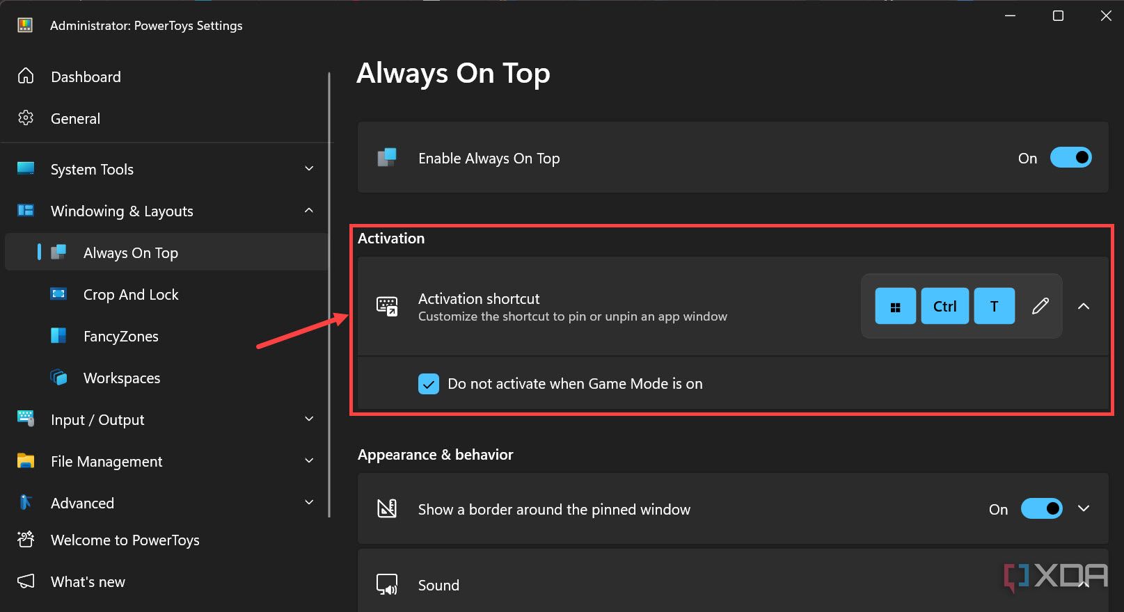 Modificar el acceso directo de activación