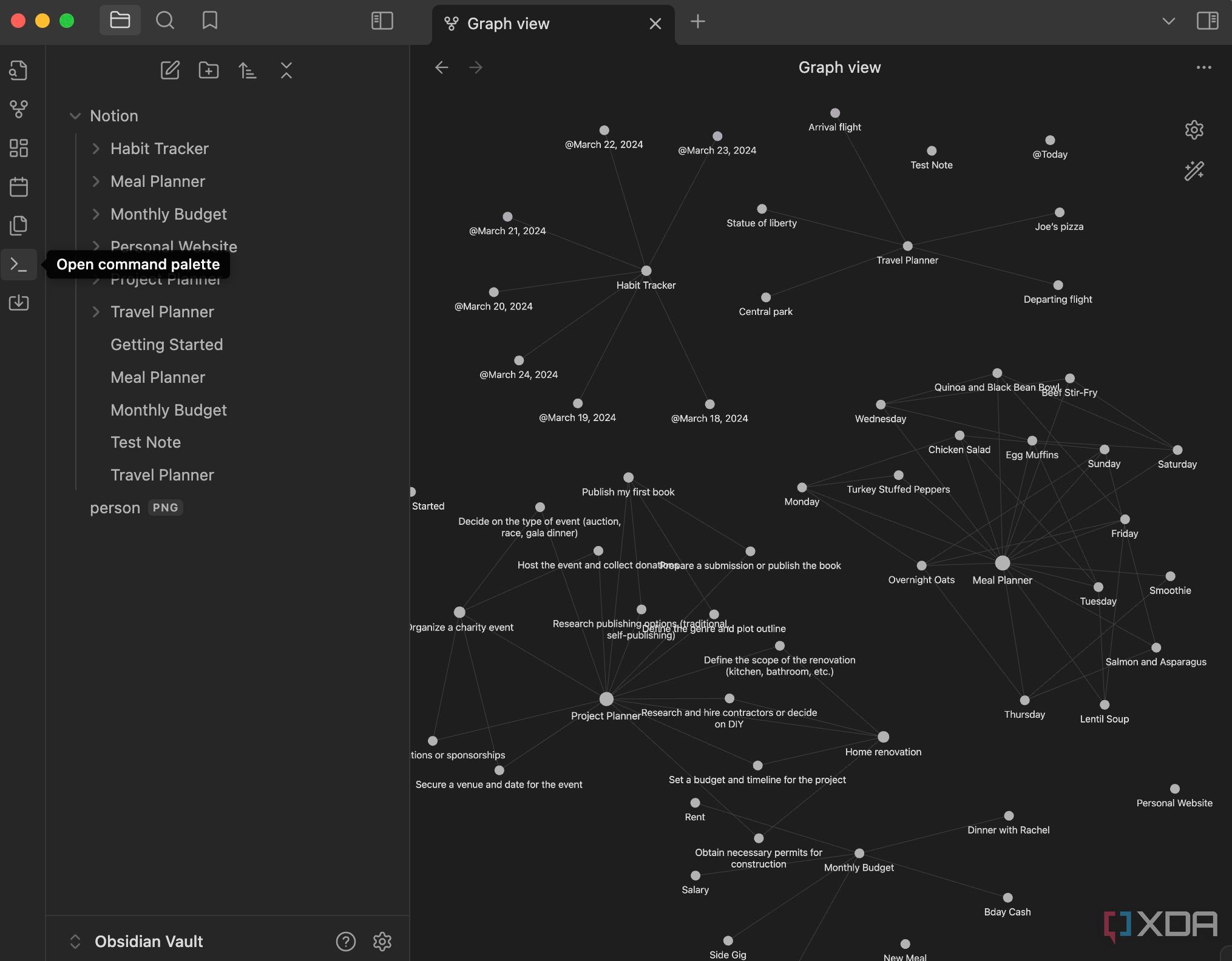 Gráfico de notas de obsidiana