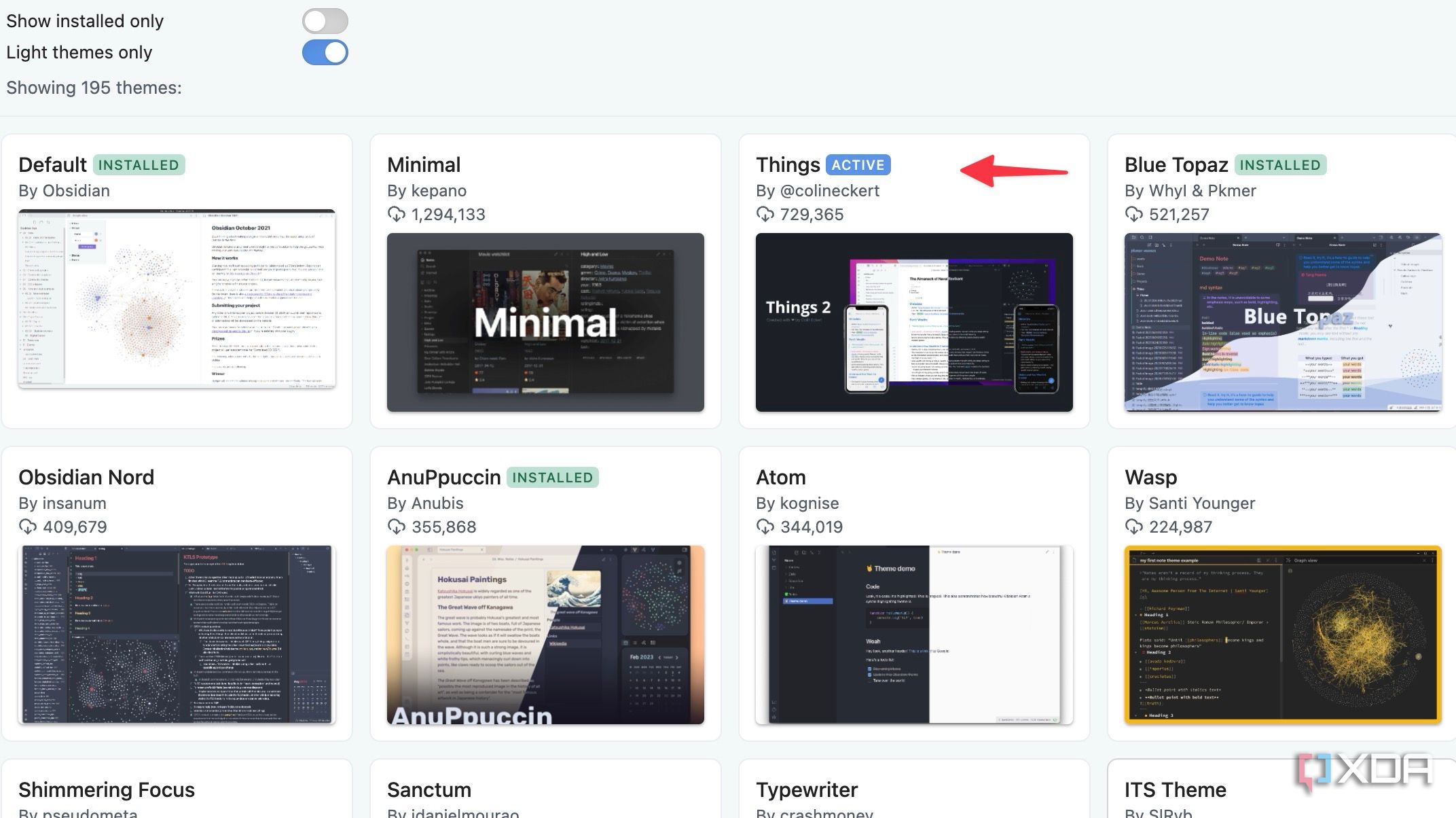 Things Obsidian theme
