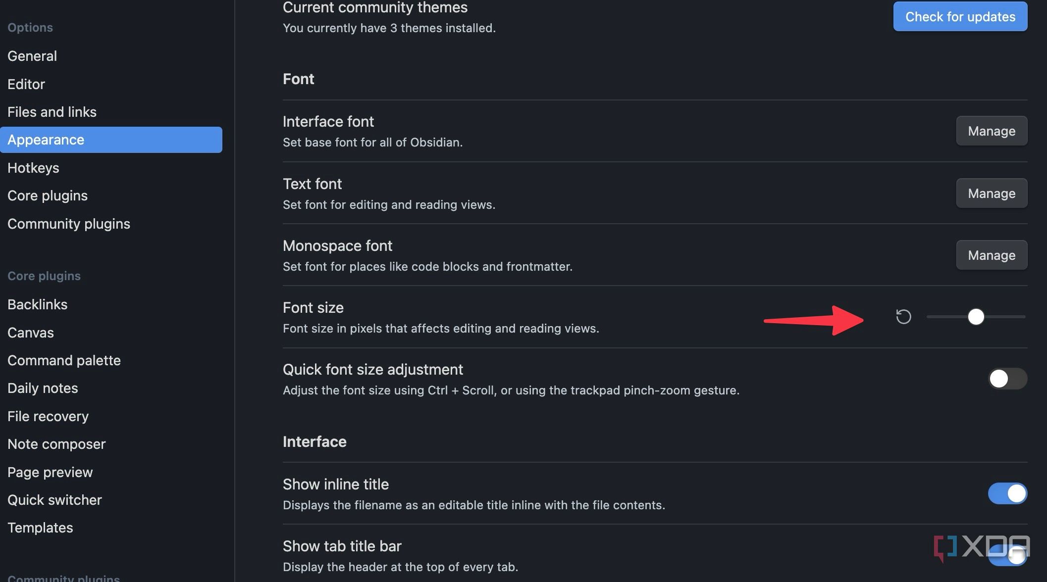 change Obsidian fonts