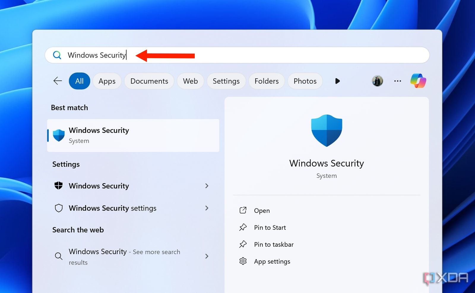 Cómo usar el menú Inicio para encontrar la aplicación de seguridad de Windows