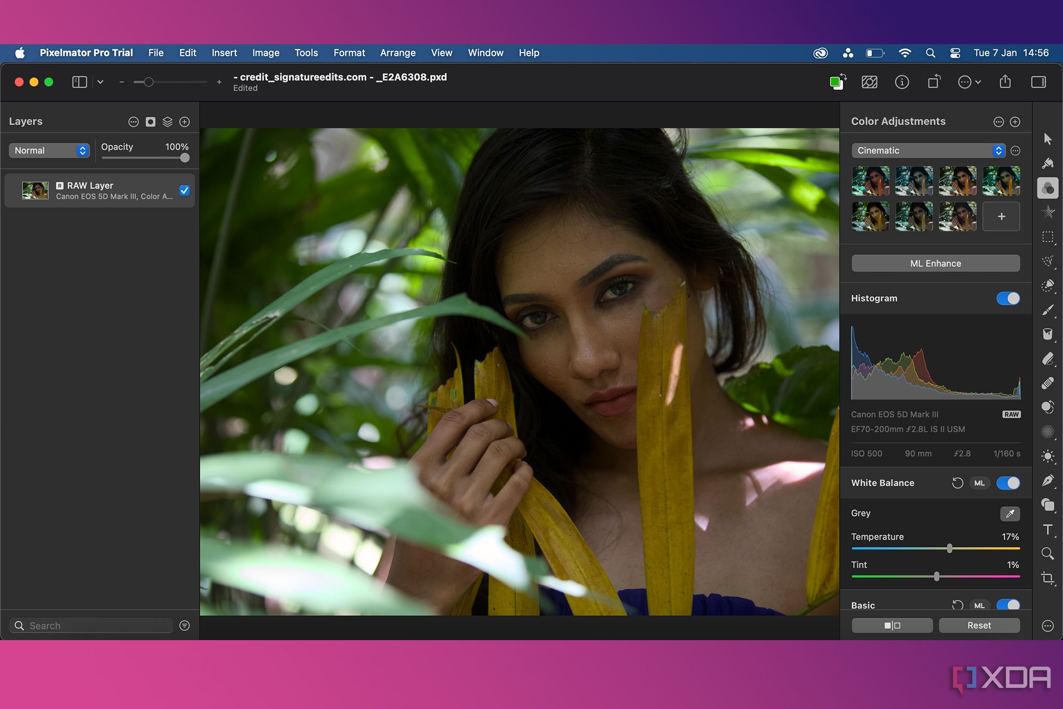 Edición de fotografías RAW con Pixelmator Pro