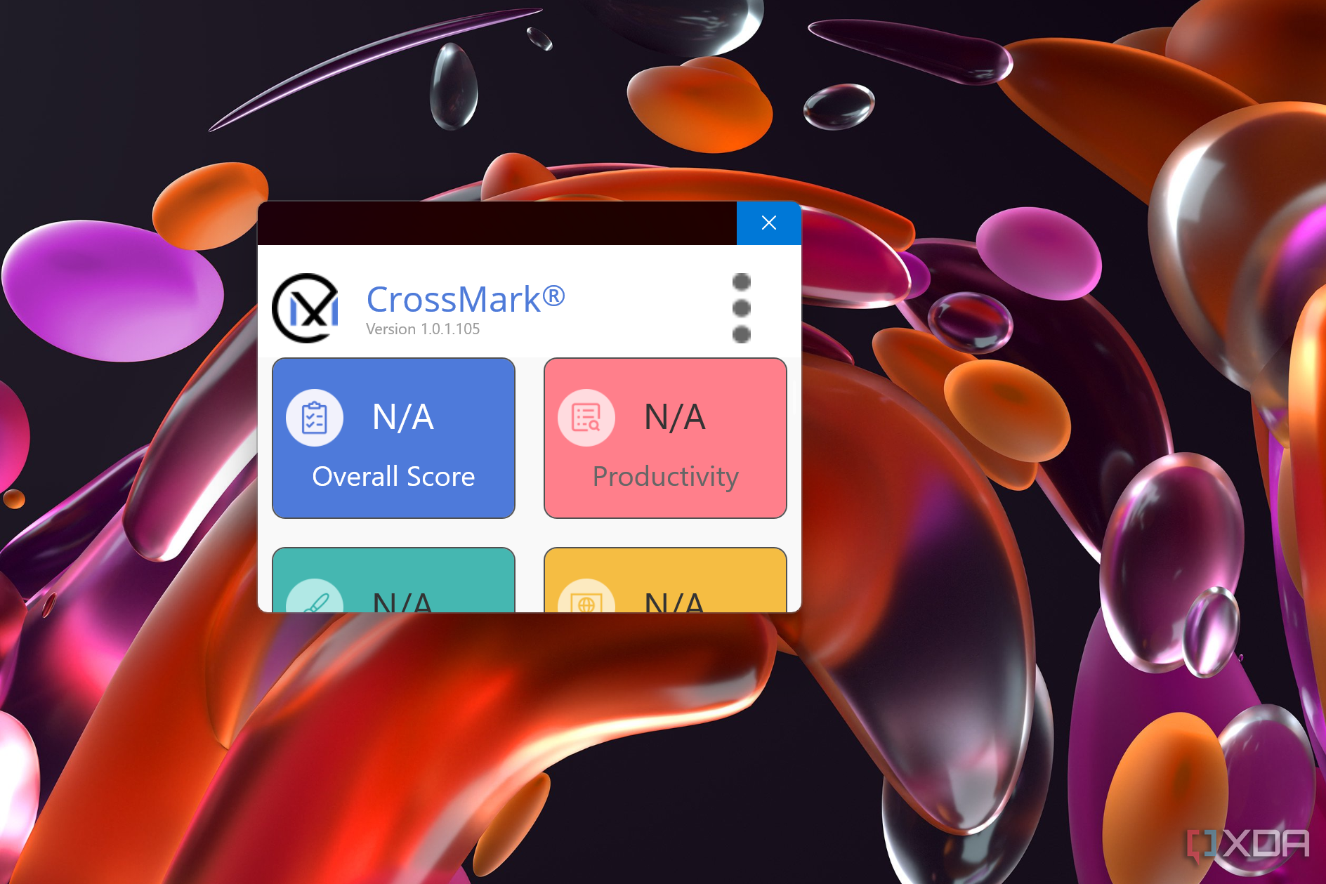 Captura de pantalla de la prueba comparativa CrossMark en una computadora portátil