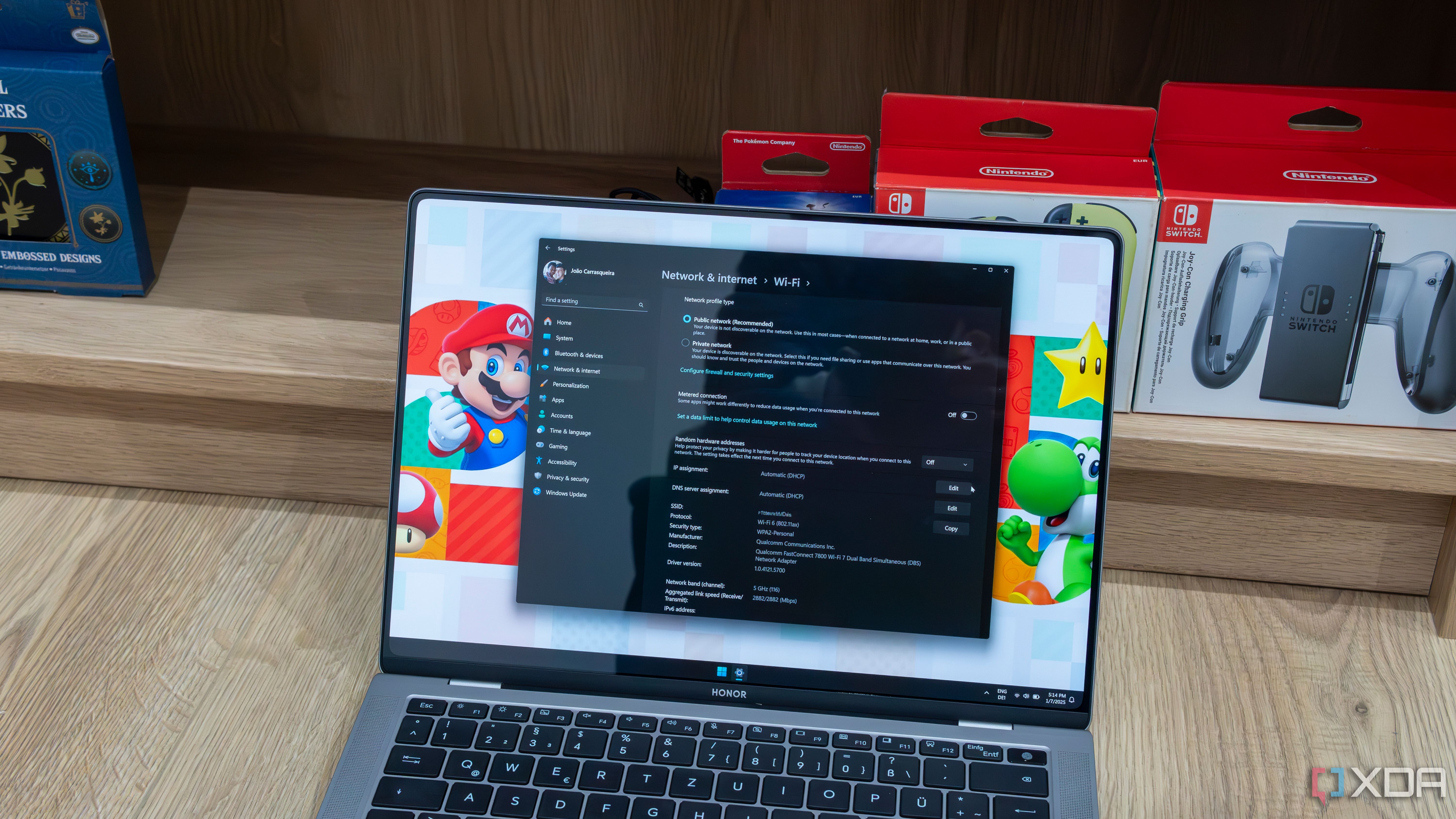 A Windows 11 laptop showing the properties of a Wi-FI network