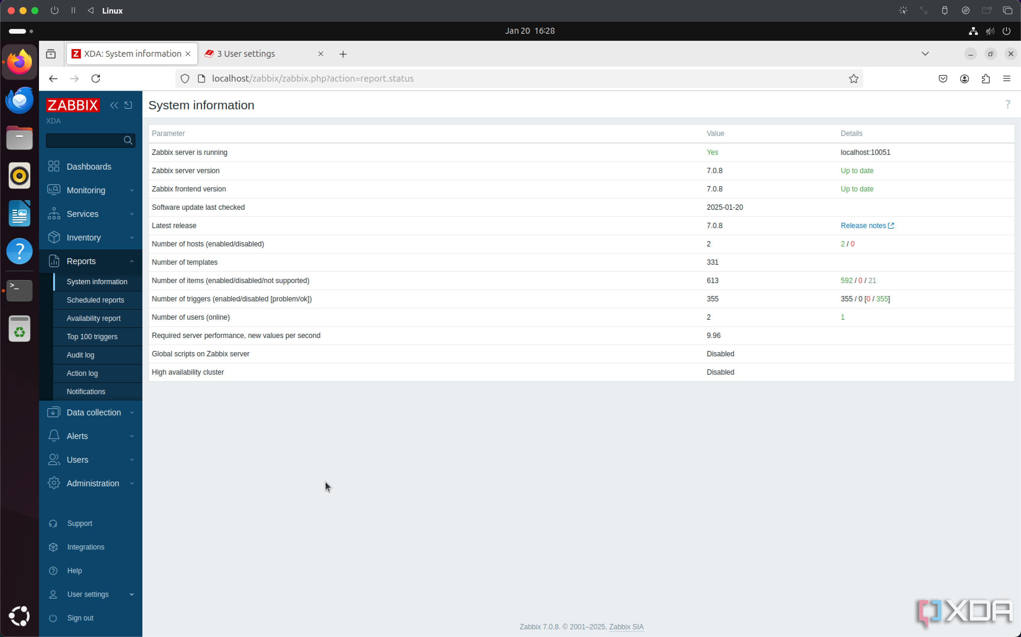 Información del sistema Zabbix