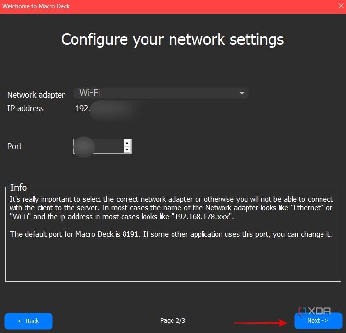 Configure network on Macro Deck