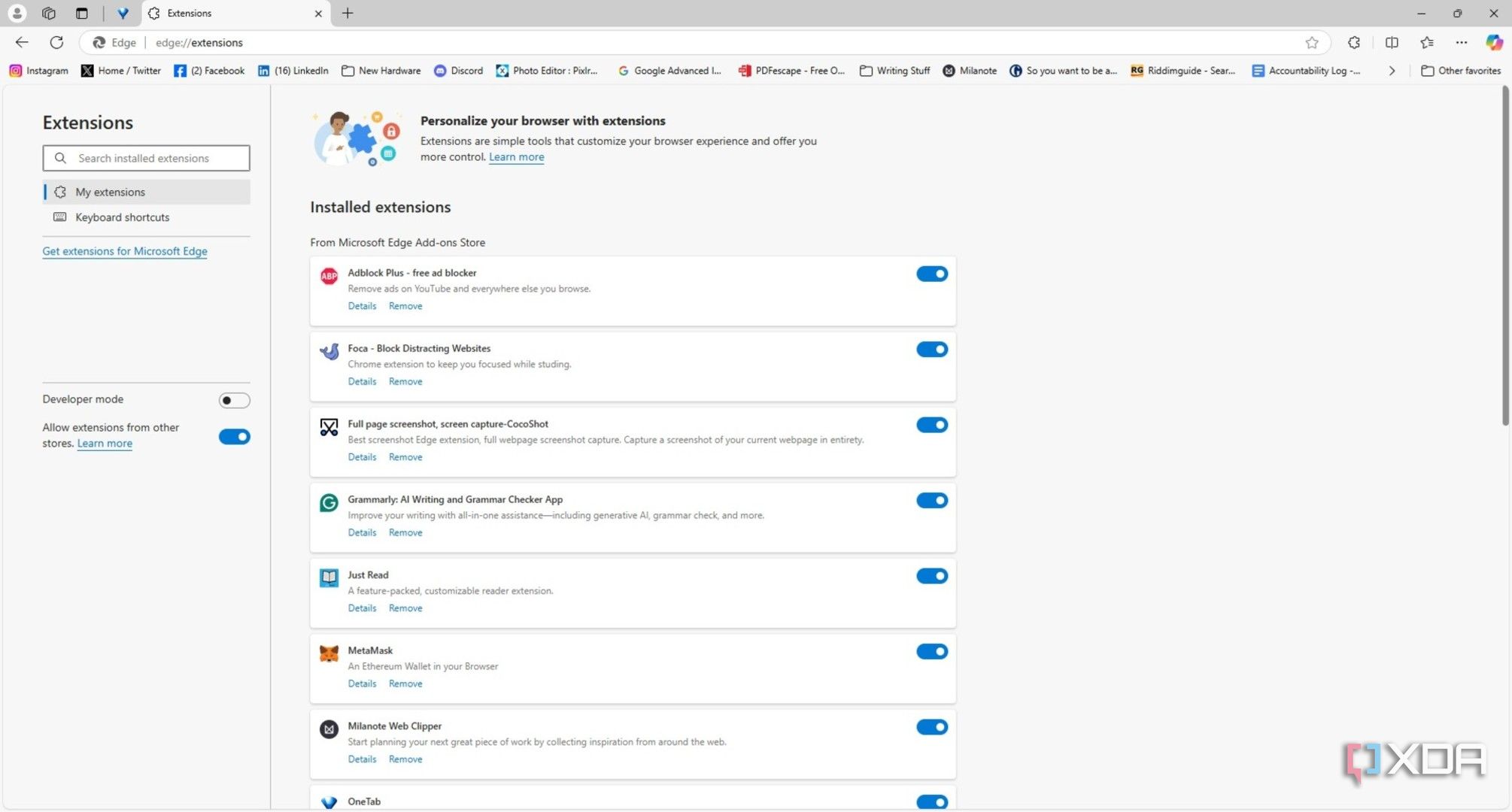 Edge Browser Extensions