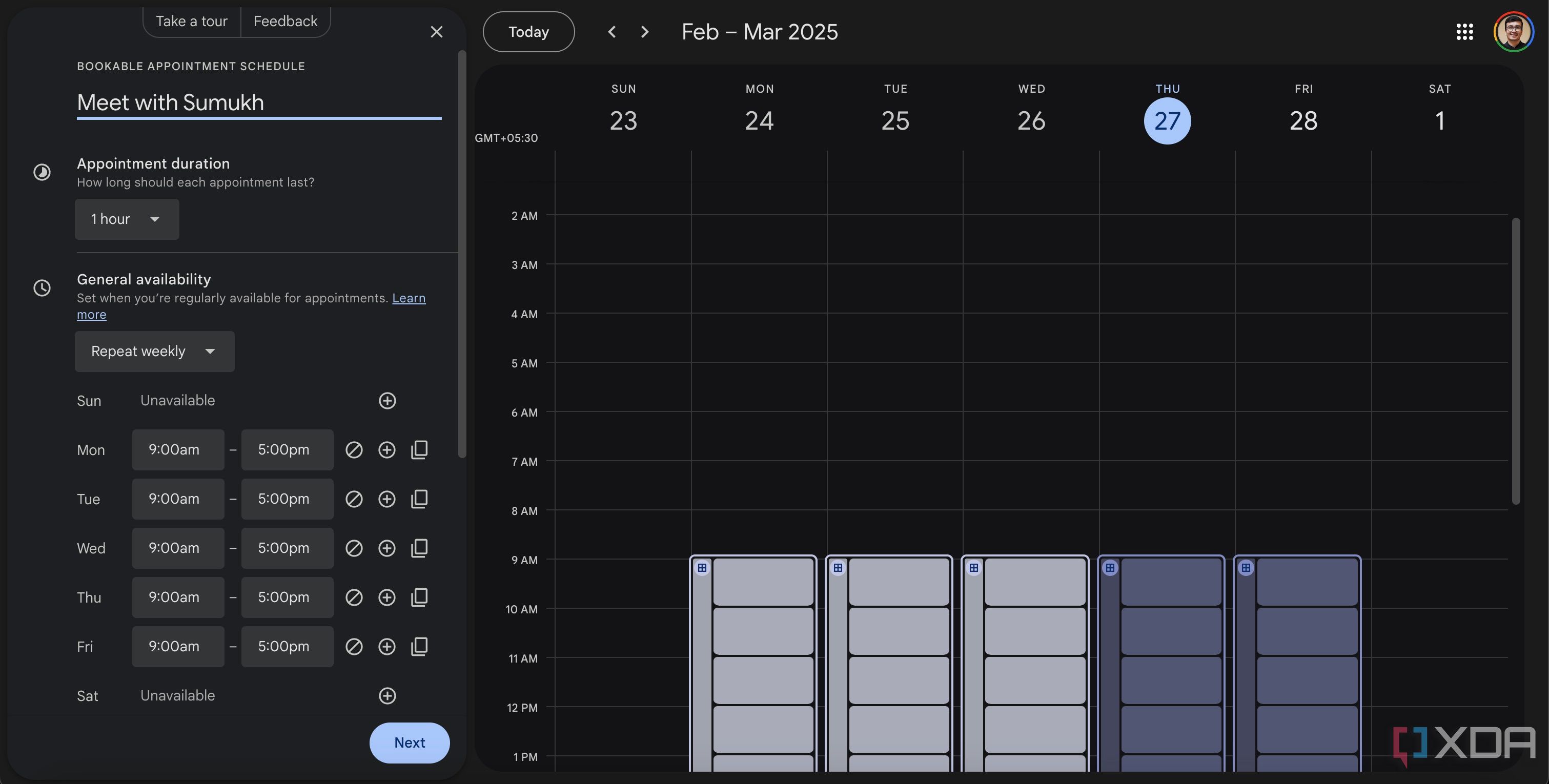 Google Calendar meeting scheduler