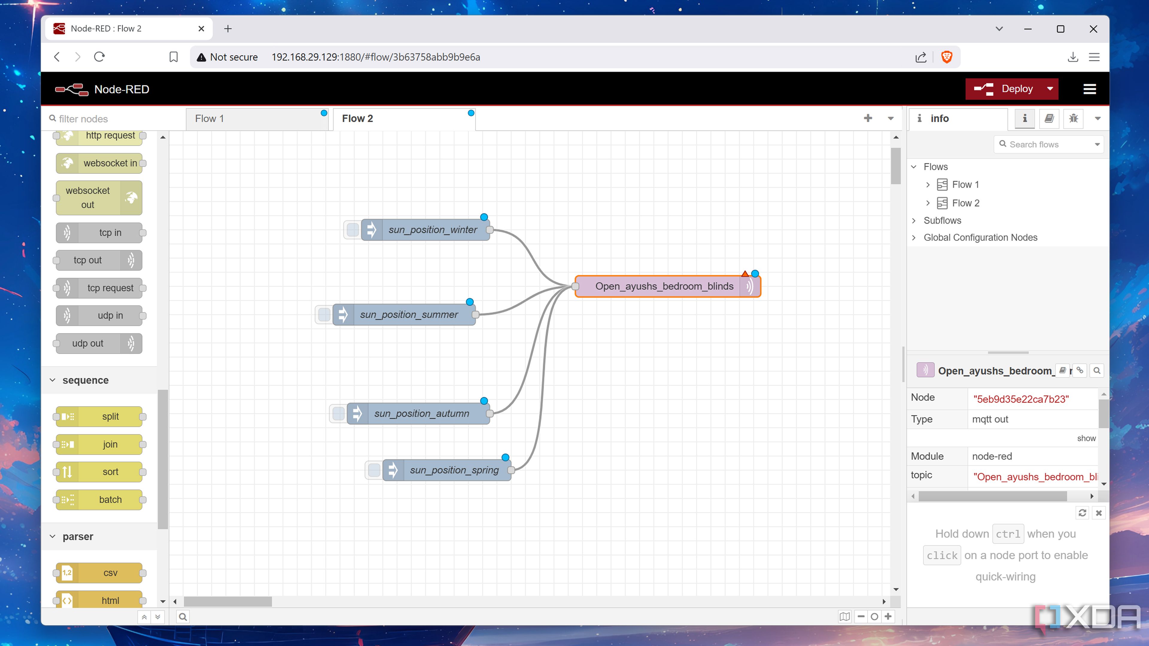 Automating window blinds with Node-RED