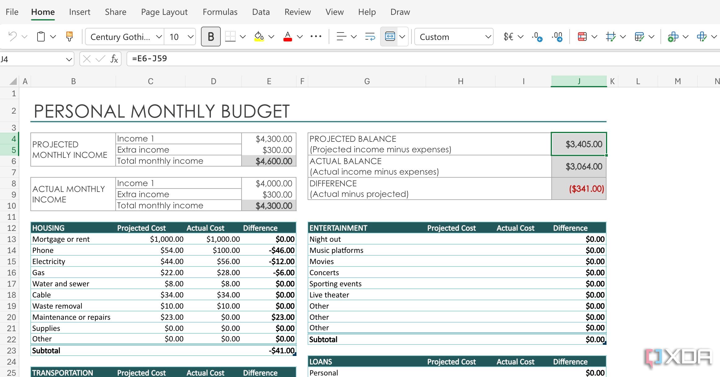 Excel formulas