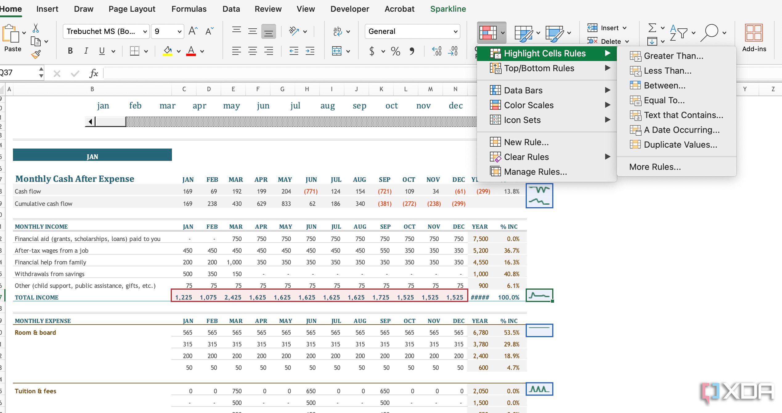 Excel conditional formatting