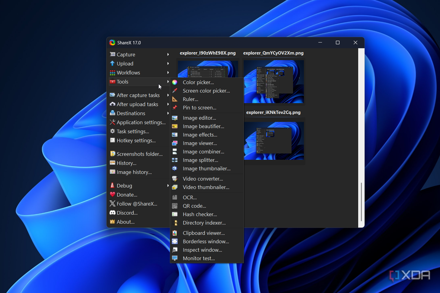 tools list within sharex