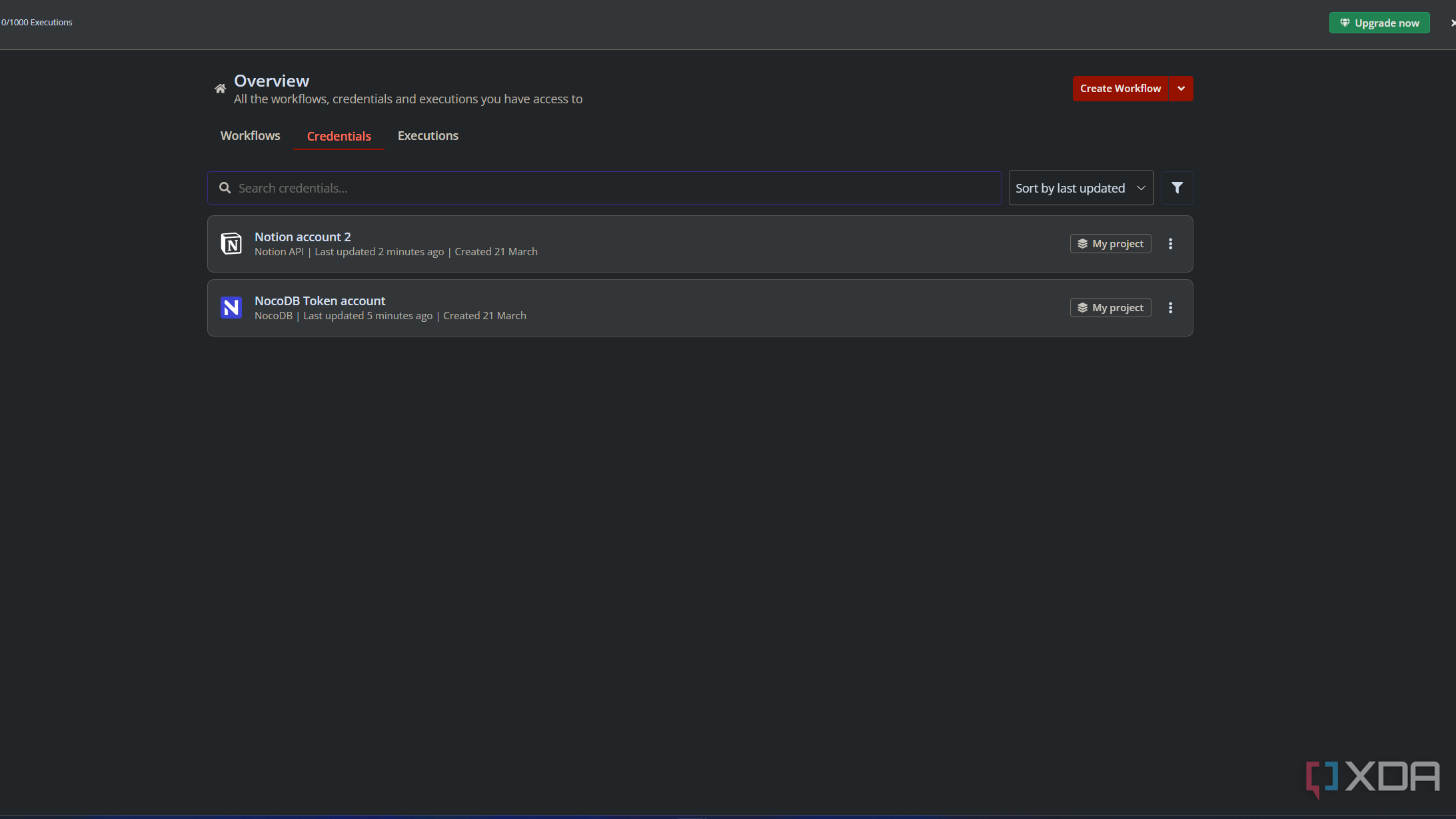 a n8n account with nocodb and notion integrations