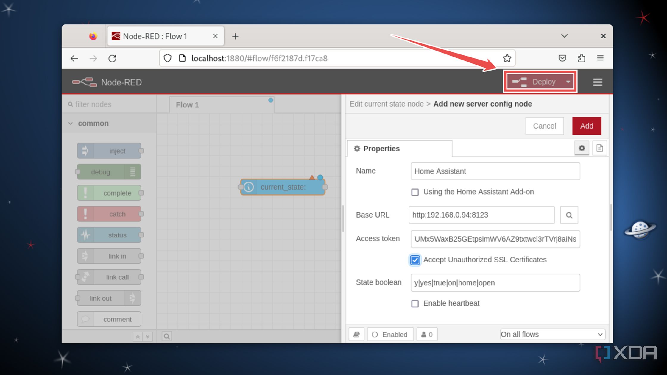 Deploying the Node-RED automation